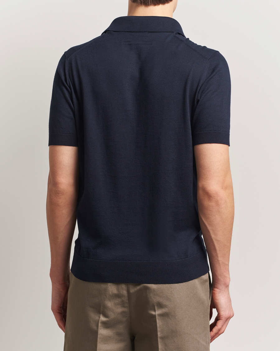 Mies | Puserot | Zegna | Premium Cotton Knitted Polo Navy