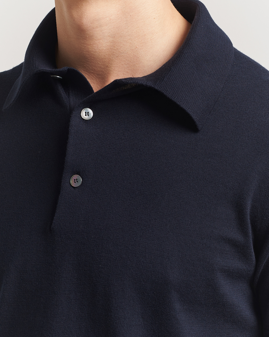Mies | Puserot | Zegna | Premium Cotton Knitted Polo Navy