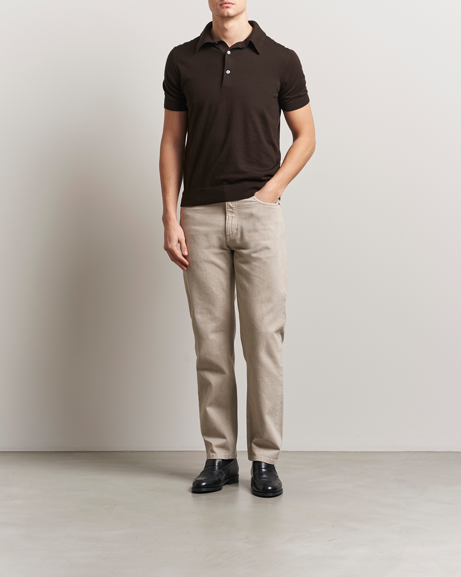 Mies | Housut | Zegna | 5-Pocket Marbled Denim Pants Beige