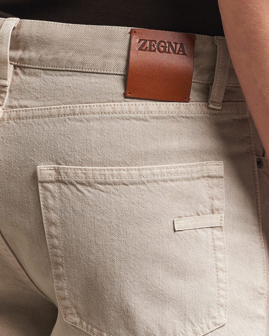 Mies | Housut | Zegna | 5-Pocket Marbled Denim Pants Beige