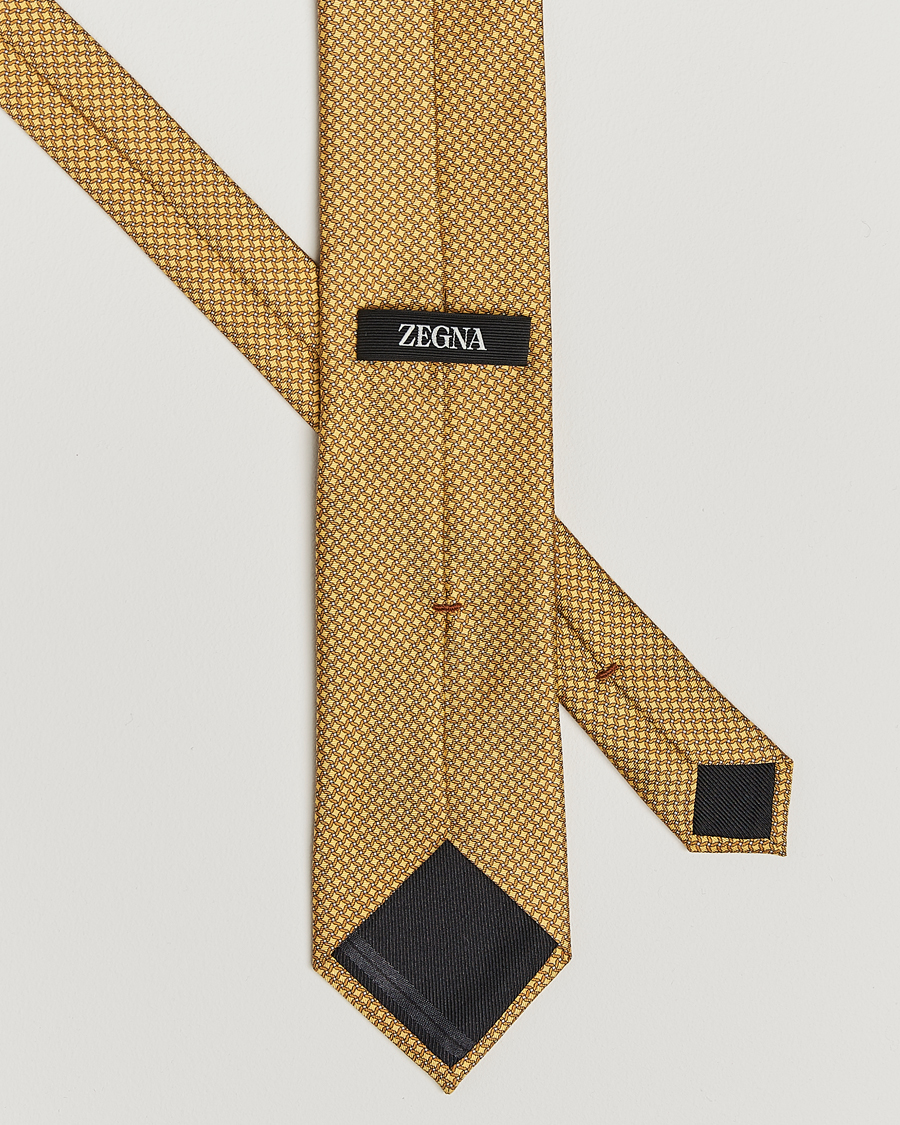Mies | Zegna Printed Chain Silk Tie Yellow | Zegna | Printed Chain Silk Tie Yellow