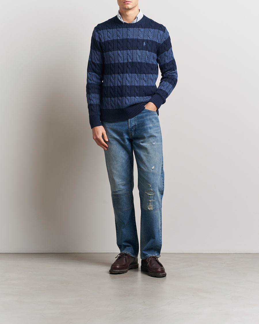 Mies | Puserot | Polo Ralph Lauren | Striped Cotton Sweater Navy Combo