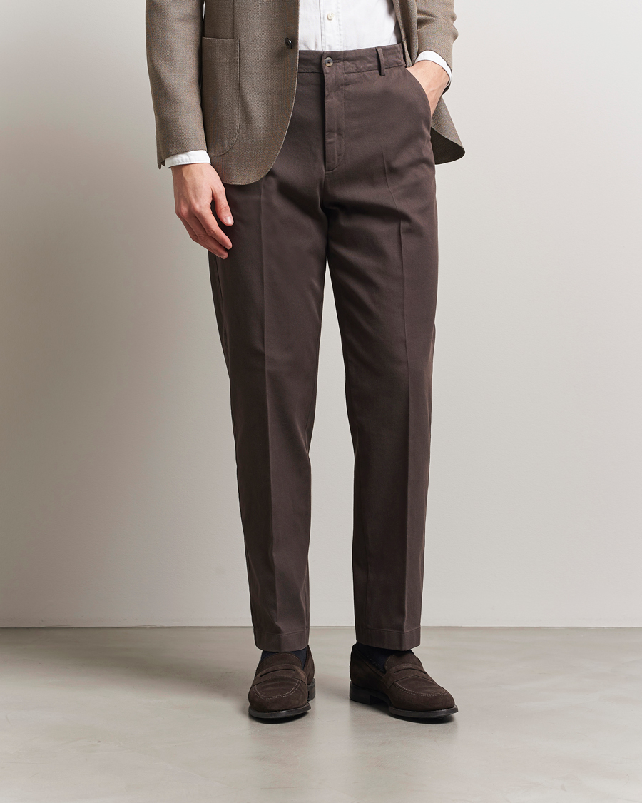 Mies | Housut | Boglioli | Regular Fit Cotton Chinos Brown