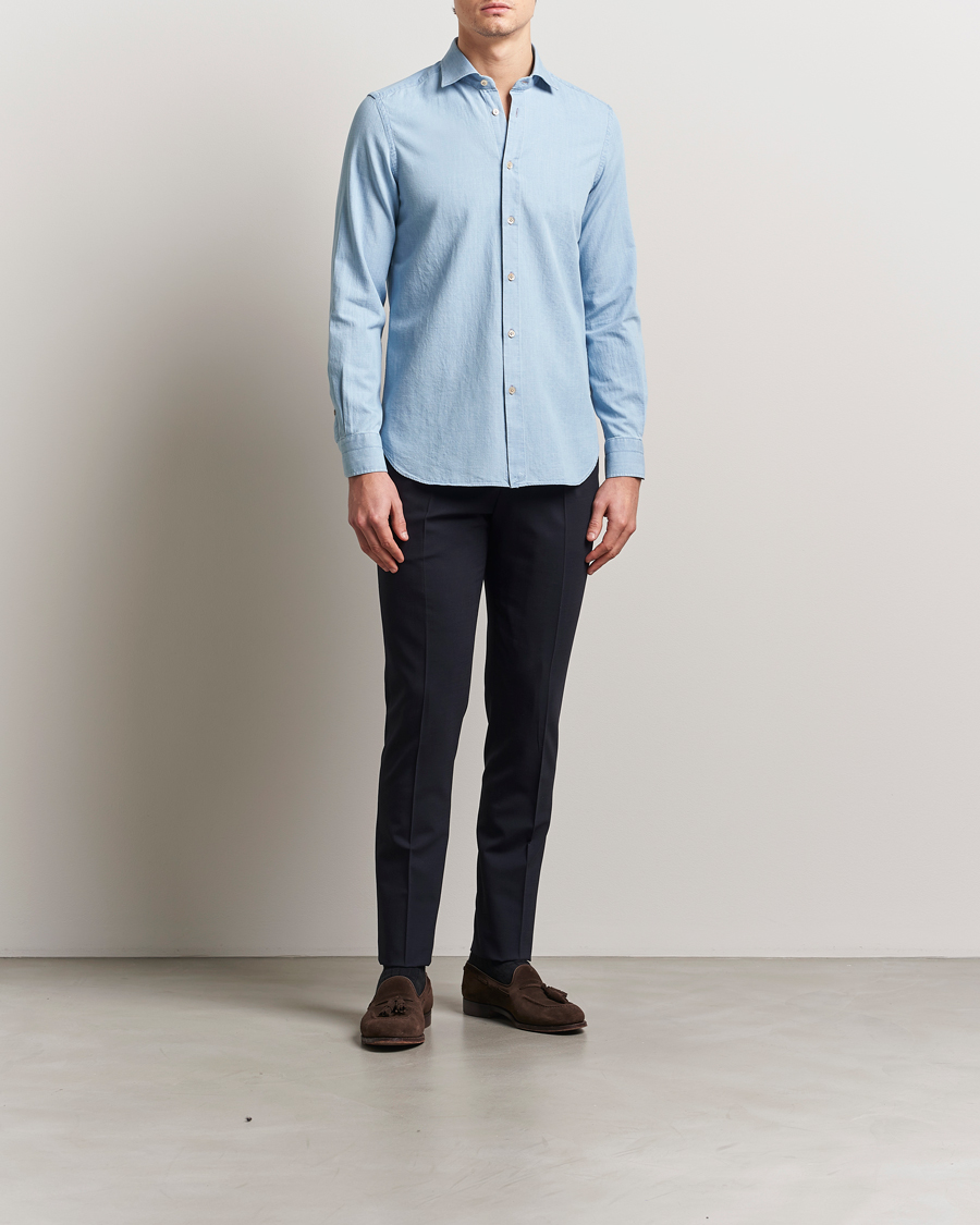 Mies | Kauluspaidat | Boglioli | Chambray Shirt Light Blue