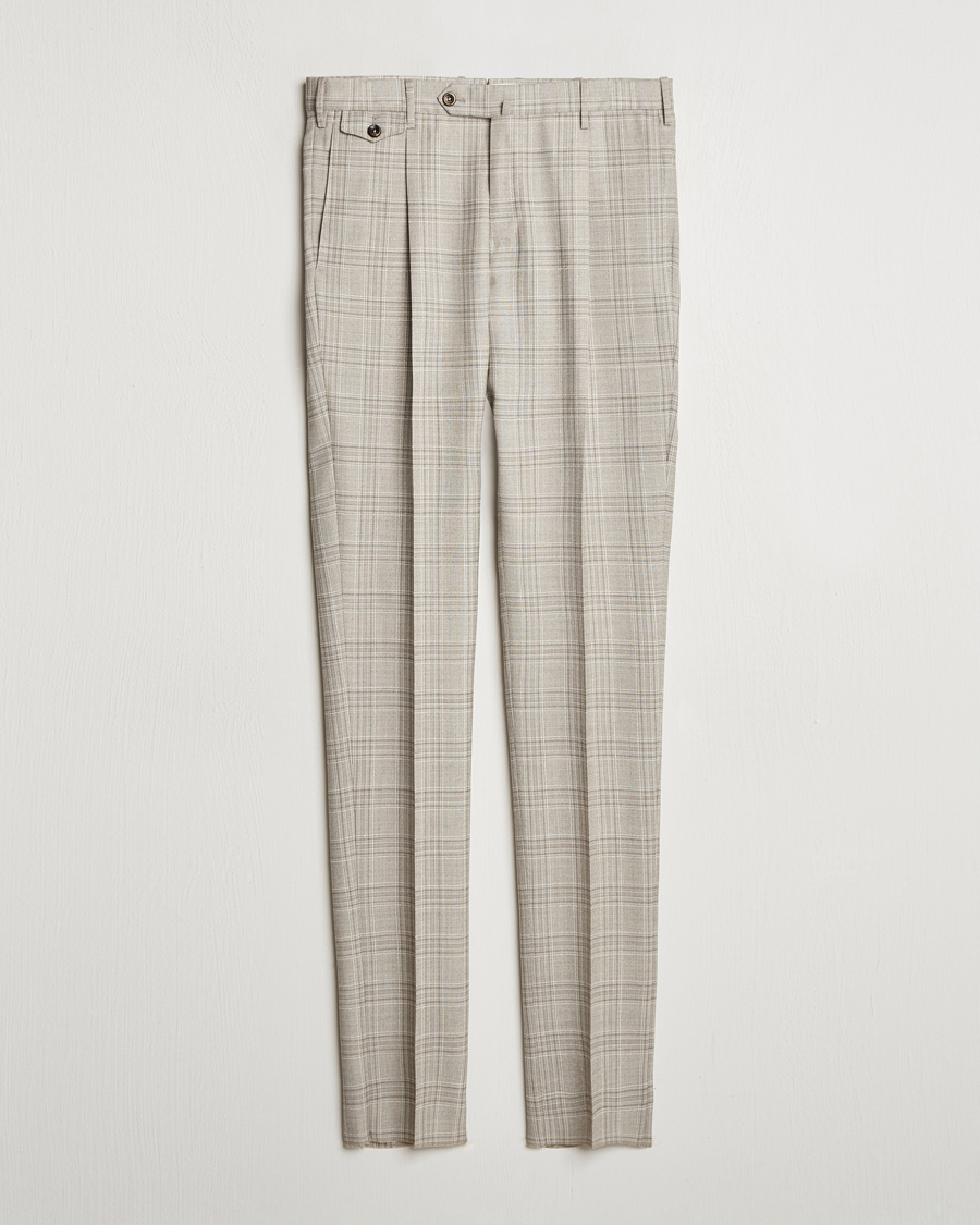 Mies | Housut | PT01 | Gentleman Fit Check Wool Trousers Beige