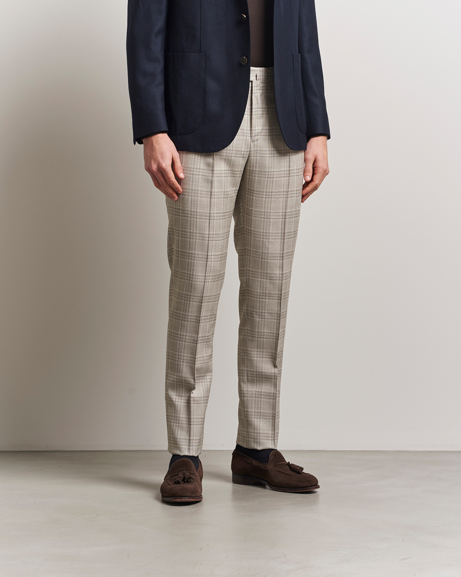 Mies | Housut | PT01 | Gentleman Fit Check Wool Trousers Beige