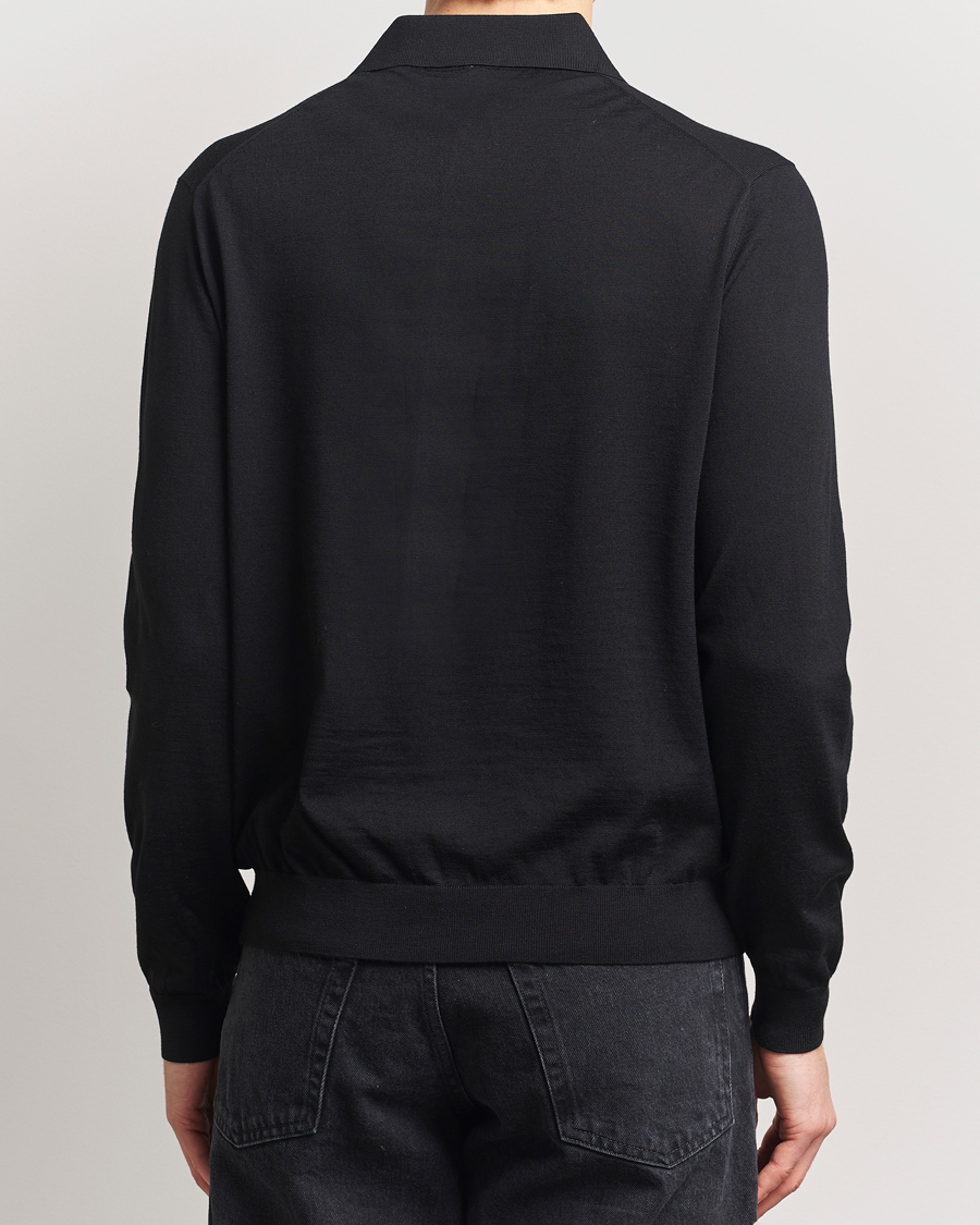 Mies | Puserot | Sunflower | Merino Long Sleeve Polo Black