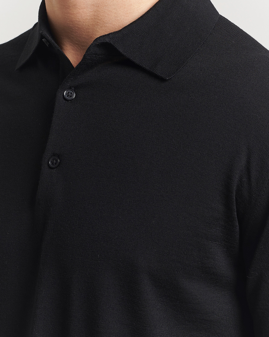 Mies | Puserot | Sunflower | Merino Long Sleeve Polo Black