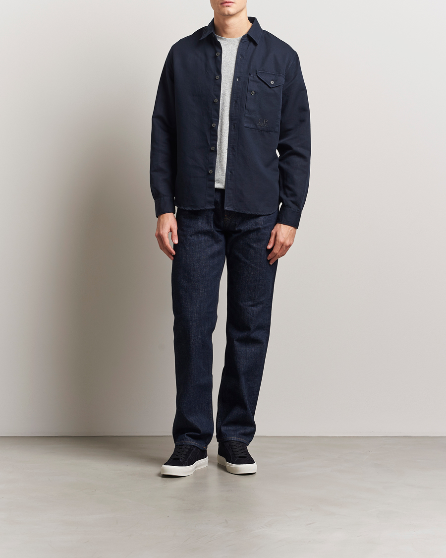 Mies | Kauluspaidat | C.P. Company | Cotton/Linen Pocket Overshirt Navy