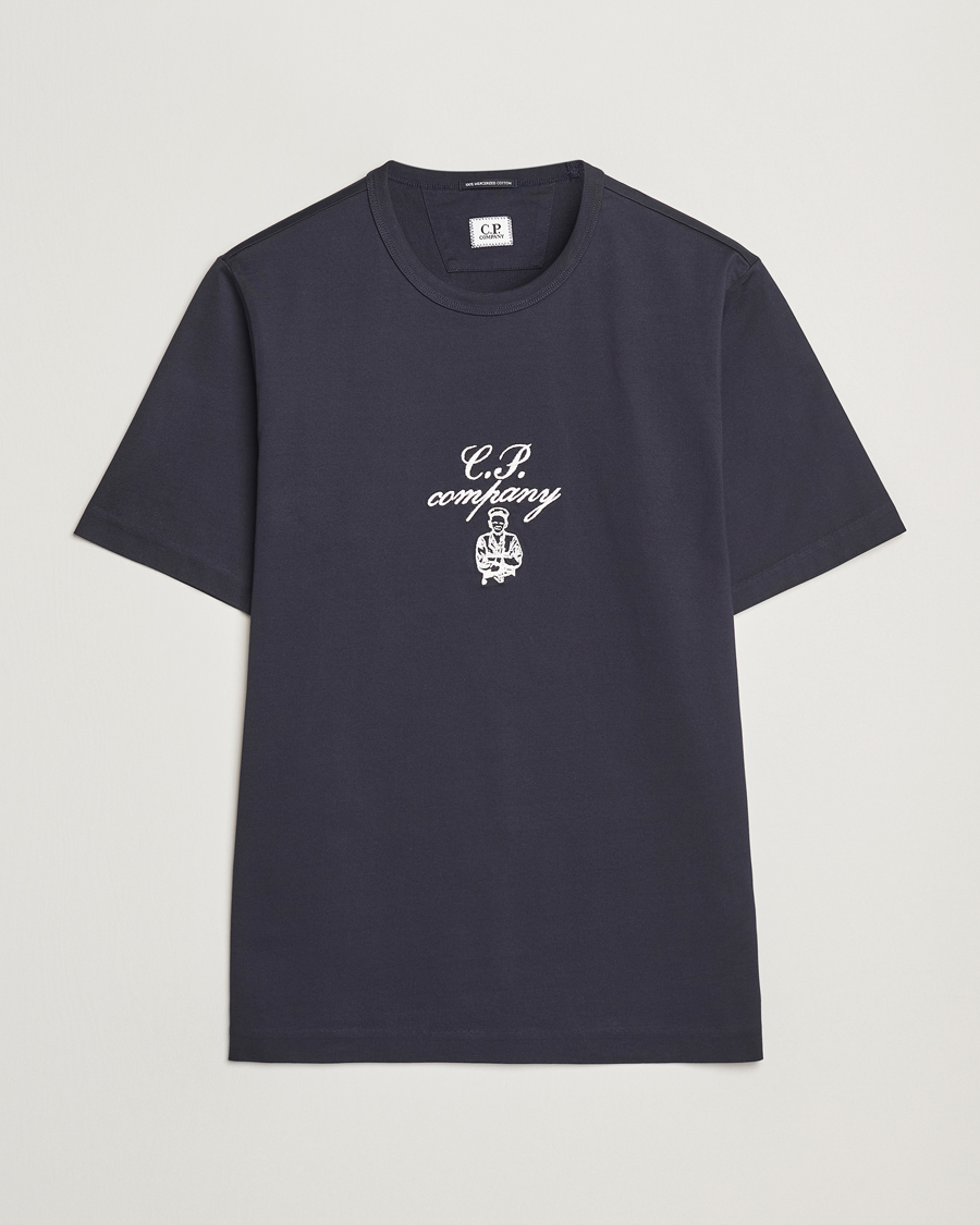 Mies | T-paidat | C.P. Company | Mercerized Heavy Cotton Chest Logo T-Shirt Navy