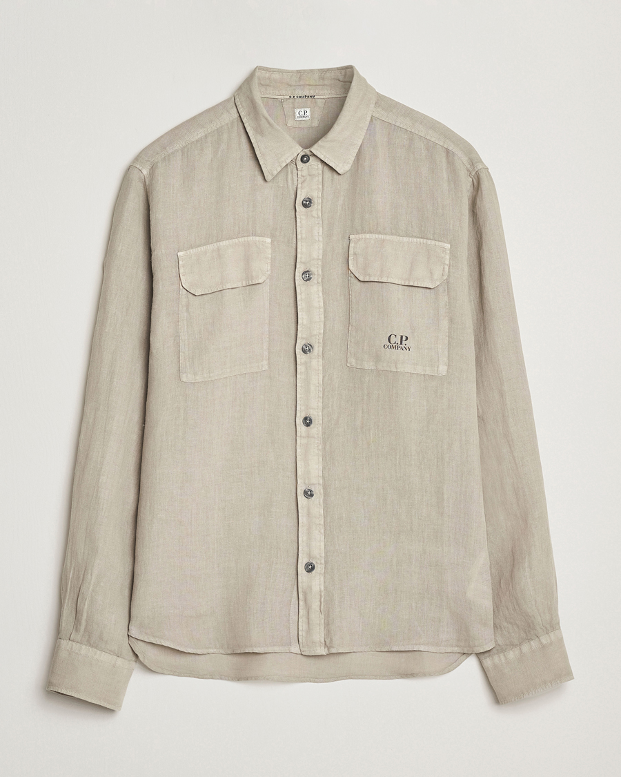 Mies | Kauluspaidat | C.P. Company | Long Sleeve Linen Shirt Taupe