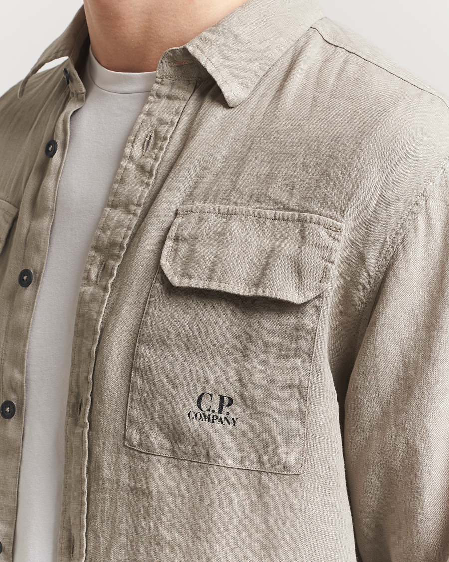 Mies | Kauluspaidat | C.P. Company | Long Sleeve Linen Shirt Taupe