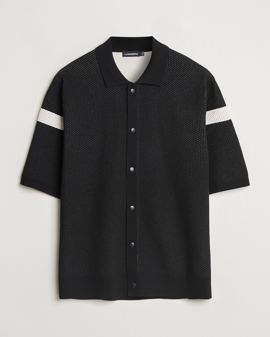 Mies | Kauluspaidat | J.Lindeberg | Rayne Short Sleeve Knitted Shirt Black