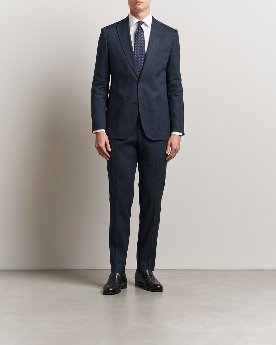 Mies | Housut | Morris | Heritage Linen Suit Trousers Navy