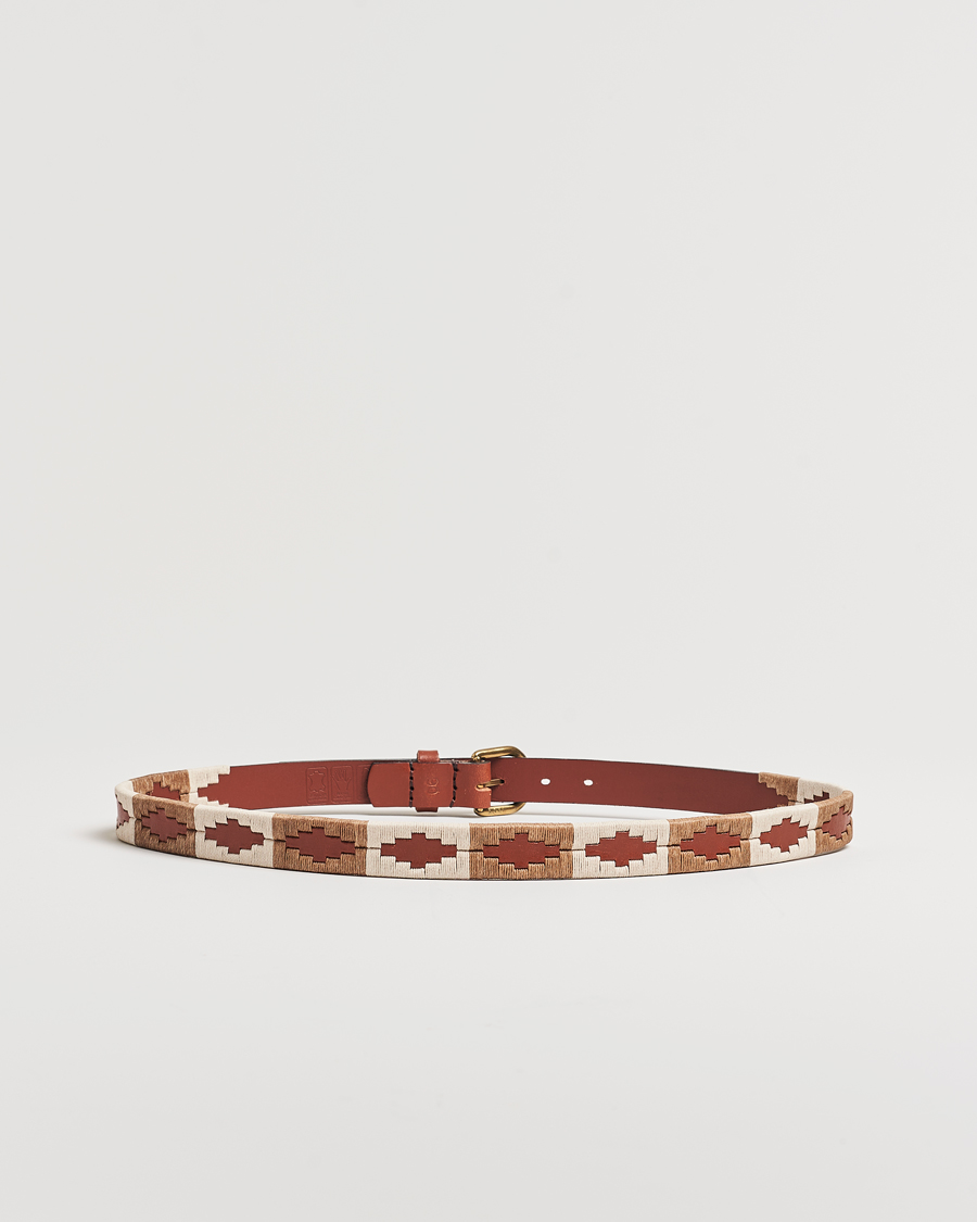 Mies | Vyöt | Pampeano | Skinny Hand Stitched Leather Belt 2,5cm Brown