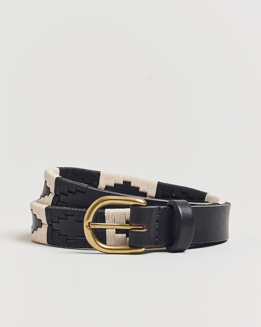 Mies | Vyöt | Pampeano | Skinny Hand Stitched Leather Belt 2,5cm Black