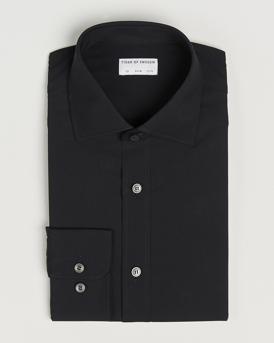 Mies | Kauluspaidat | Tiger of Sweden | Adley Slim Fit Cut Away Shirt Black