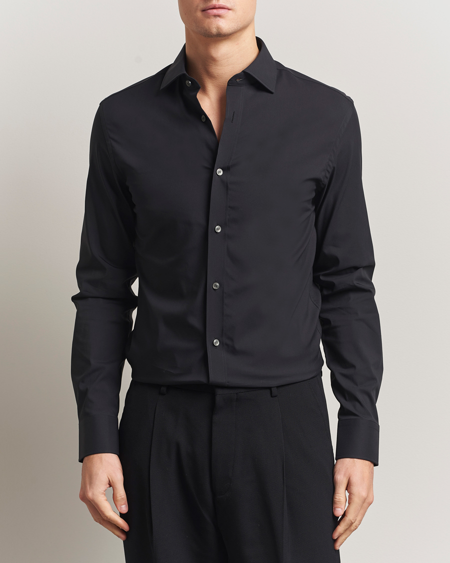 Mies | Kauluspaidat | Tiger of Sweden | Adley Slim Fit Cut Away Shirt Black