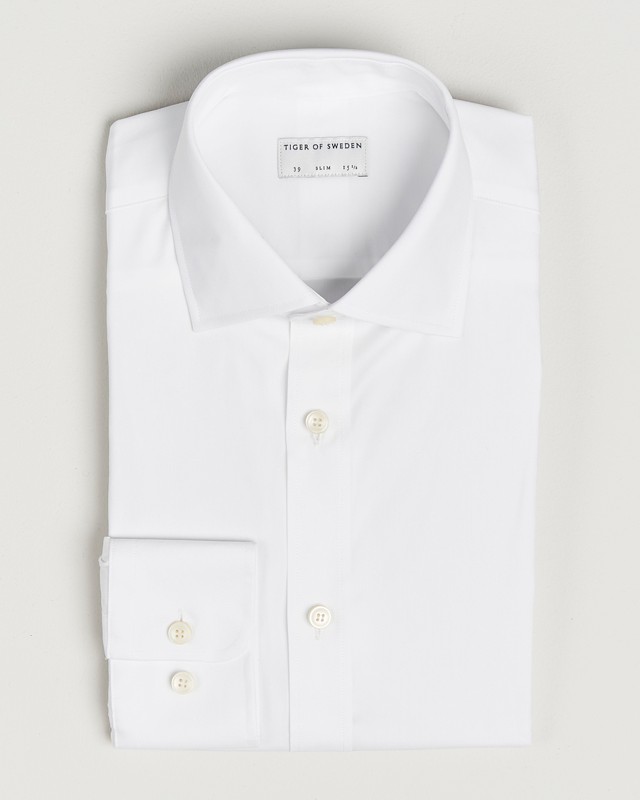 Mies | Kauluspaidat | Tiger of Sweden | Adley Slim Fit Cut Away Shirt White