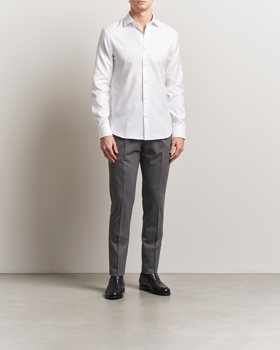 Mies | Kauluspaidat | Tiger of Sweden | Adley Structured Slim Fit Cut Away Shirt White