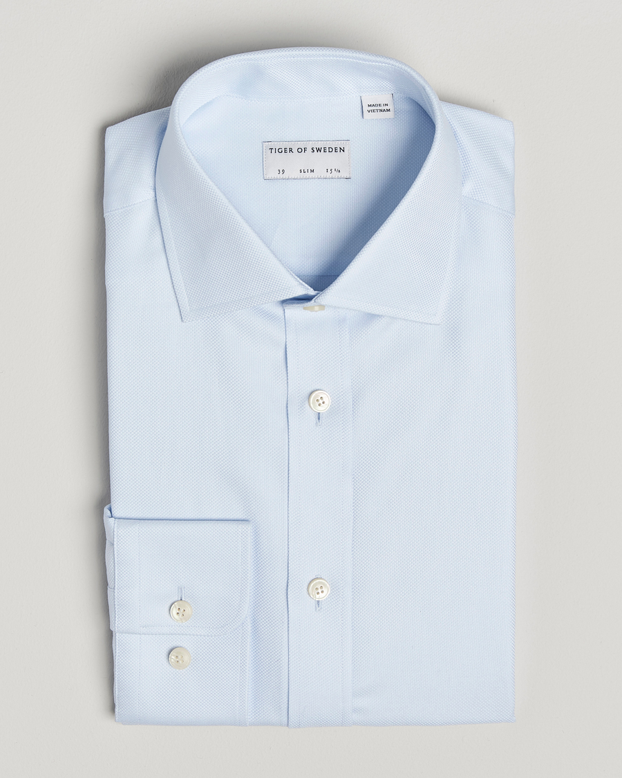 Mies | Kauluspaidat | Tiger of Sweden | Adley Structured Slim Fit Cut Away Shirt Light Blue