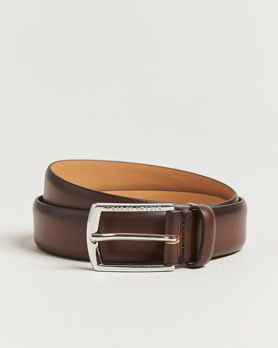 Mies | Vyöt | Tiger of Sweden | Asenby Leather 3 cm Belt Dark Brown