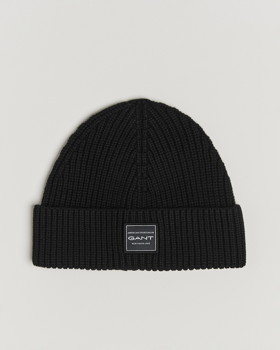 Mies | GANT Cotton Ribbed Beanie Black | GANT | Cotton Ribbed Beanie Black