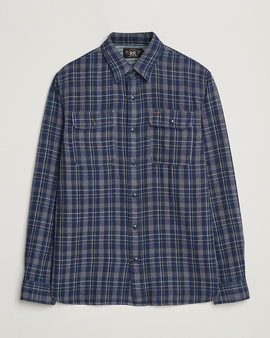 Mies | Kauluspaidat | RRL | Matlock Double Pocket Shirt Indigo Plaid
