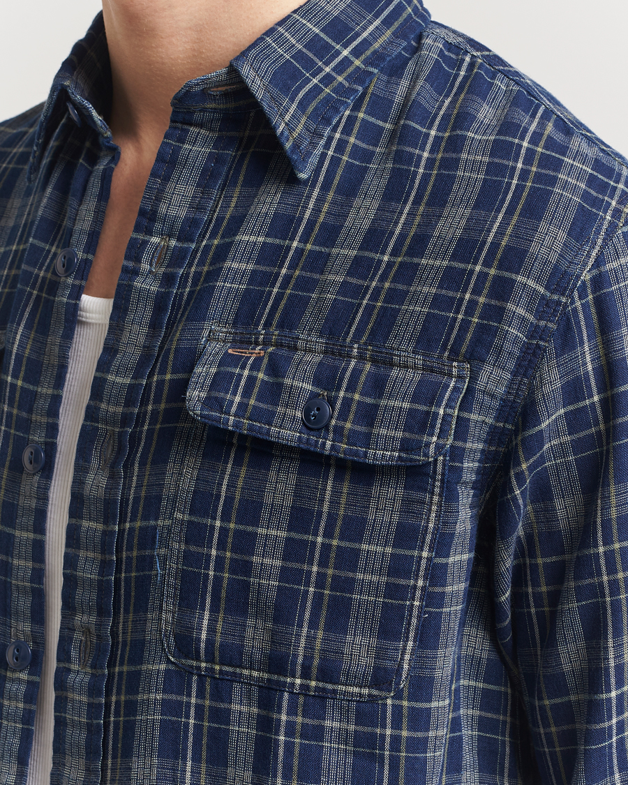 Mies | Kauluspaidat | RRL | Matlock Double Pocket Shirt Indigo Plaid