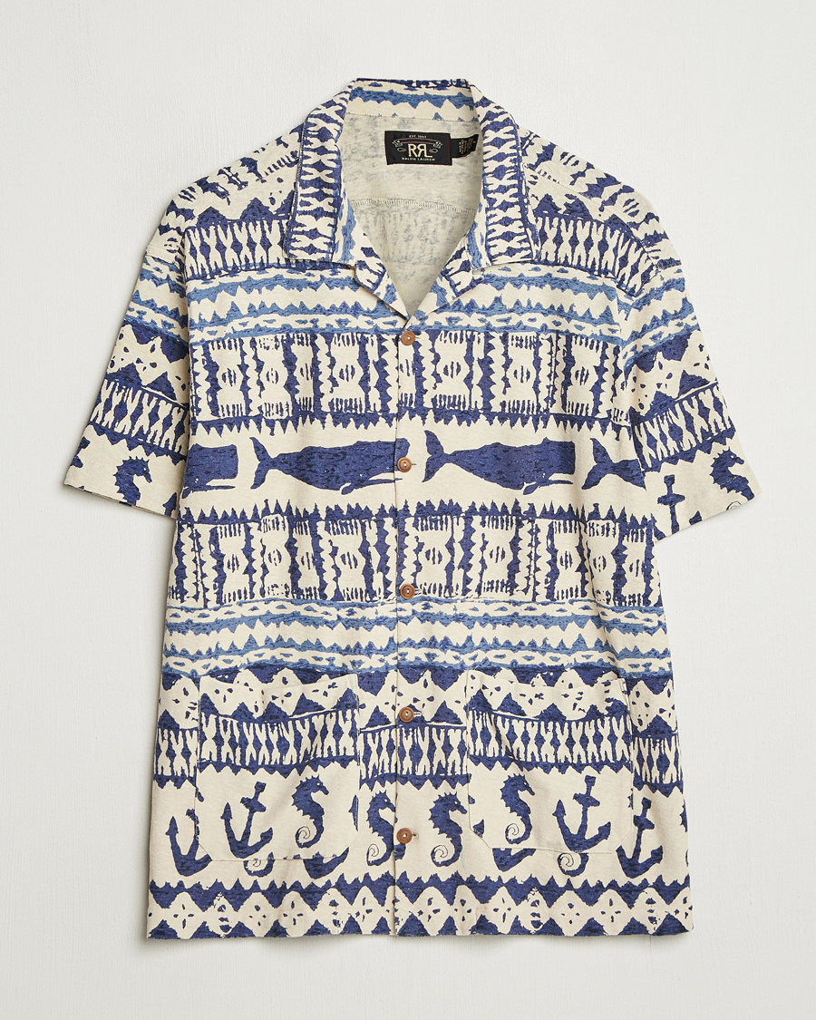 Mies | Kauluspaidat | RRL | Ryan Short Sleeve Shirt Cream/Navy