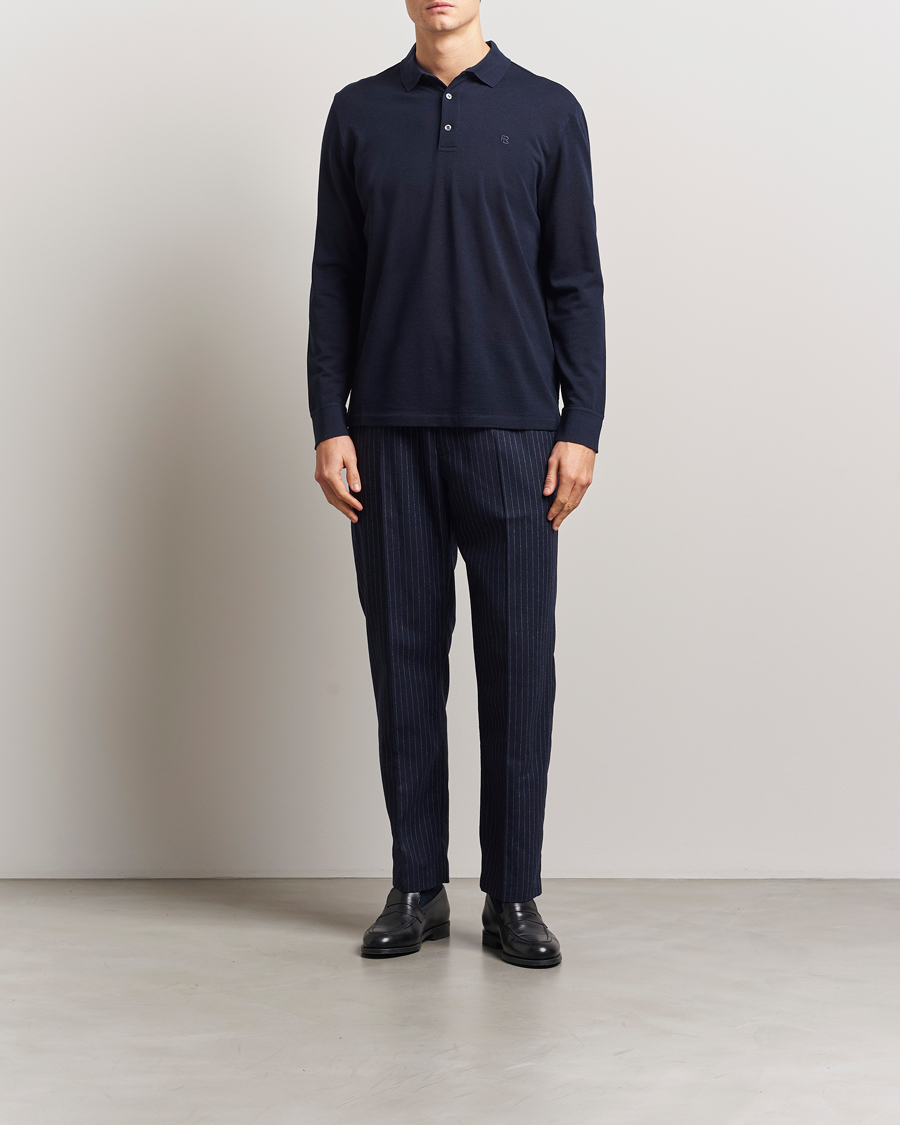 Mies | Puserot | Ralph Lauren Purple Label | Long Sleeve Wool Polo Navy
