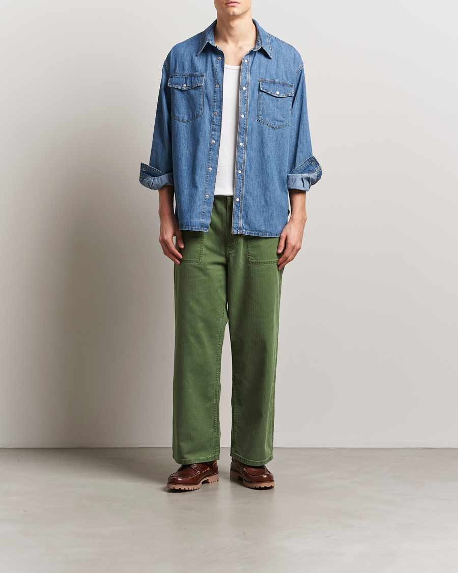Mies | Housut | Jeanerica | GM010 Genua Worker Chino Chevron Green