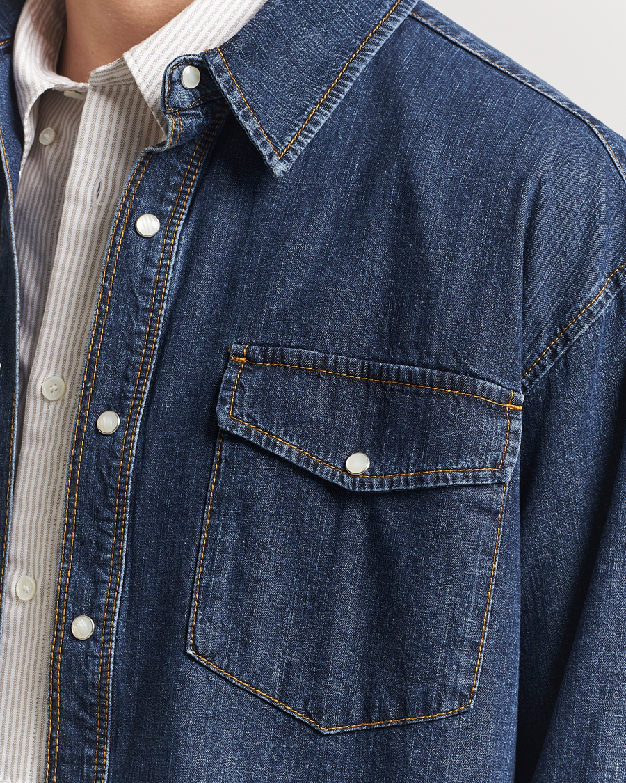Mies | Kauluspaidat | Jeanerica | Arno Denim Shirt Dark Blue Vintage