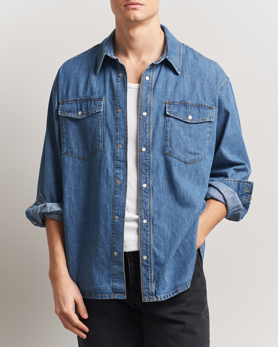 Mies | Kauluspaidat | Jeanerica | Arno Denim Shirt Light Blue Vintage