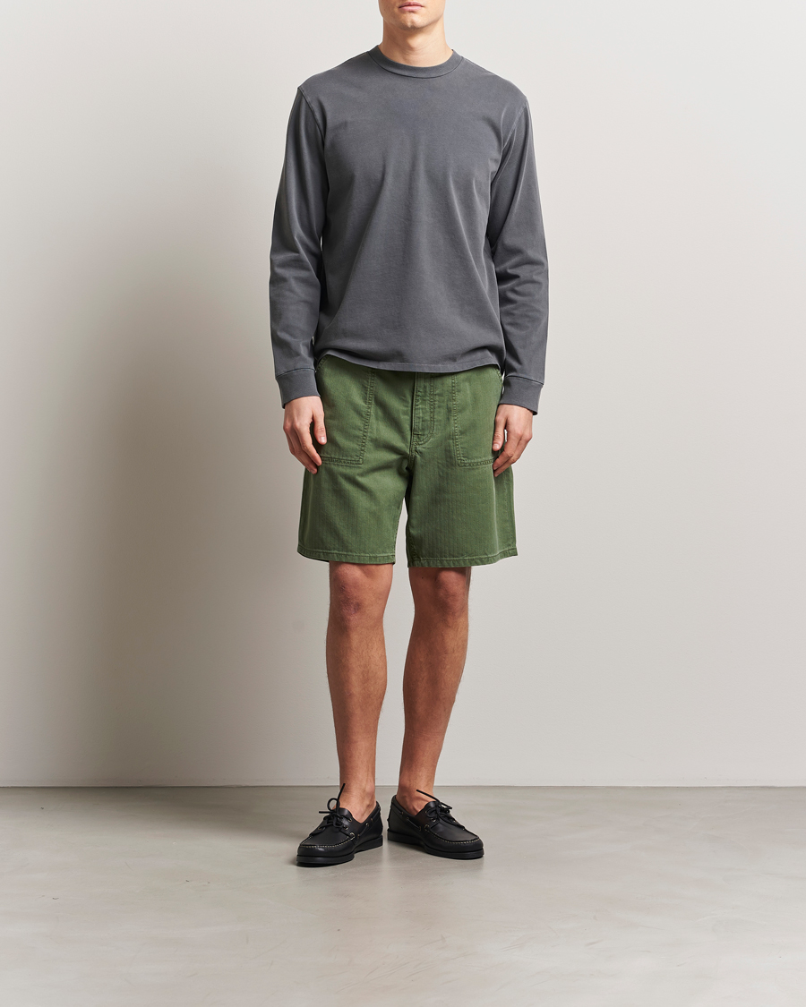 Mies | Shortsit | Jeanerica | GM011 Genua Worker Chino Shorts Chevron Green