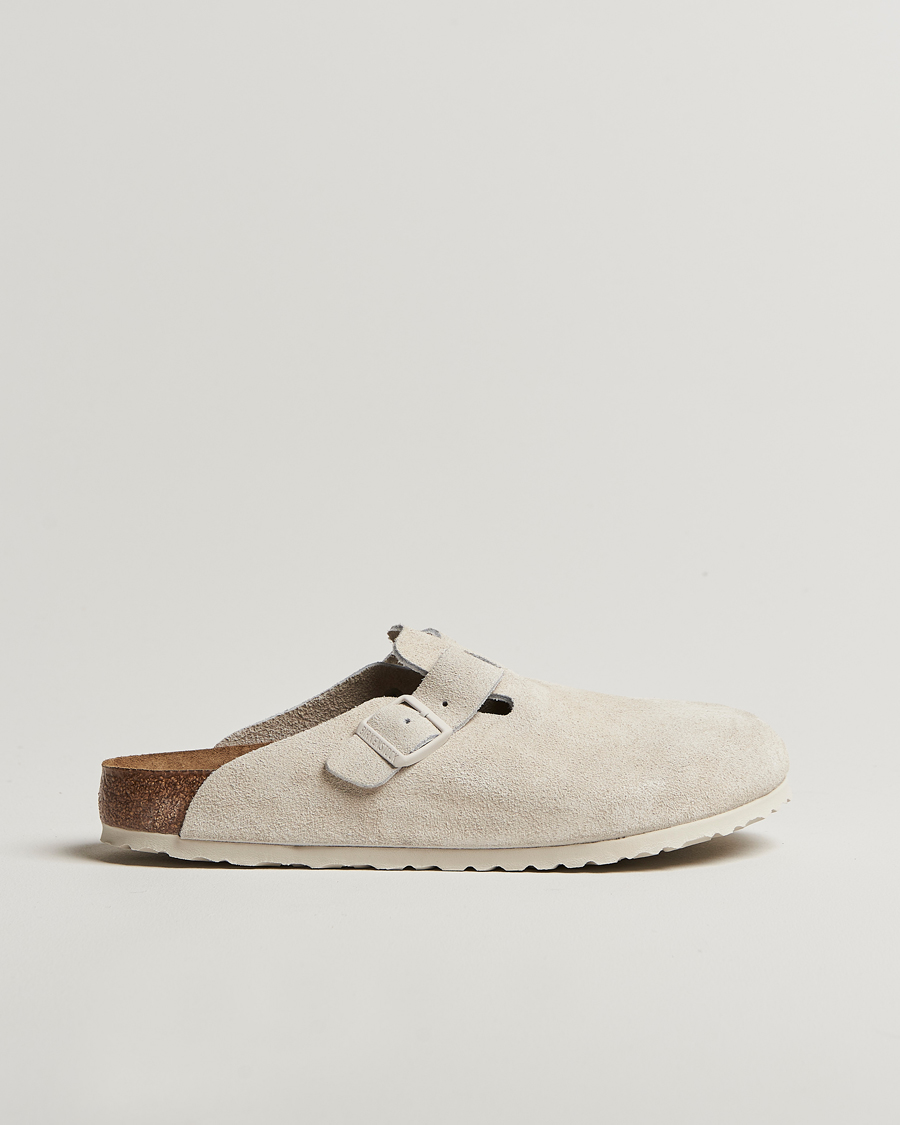 Mies | BIRKENSTOCK Boston Soft Footbed Antique White Suede | BIRKENSTOCK | Boston Soft Footbed Antique White Suede
