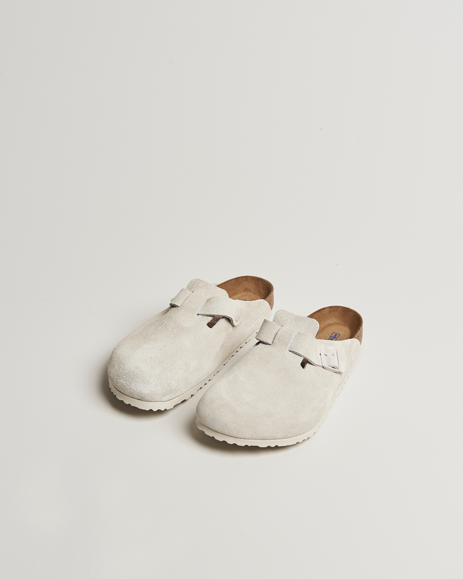 Mies | BIRKENSTOCK Boston Soft Footbed Antique White Suede | BIRKENSTOCK | Boston Soft Footbed Antique White Suede