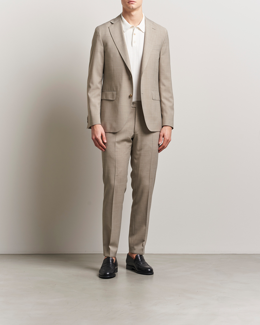 Mies | Housut | Oscar Jacobson | Denz Wool Stretch Suit Trousers Beige