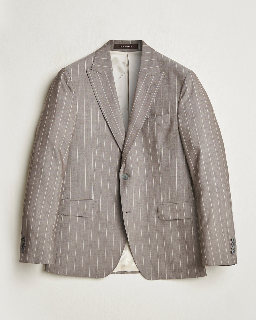 Mies | Pikkutakit | Oscar Jacobson | Faron Striped Super 130s Wool Blazer Beige