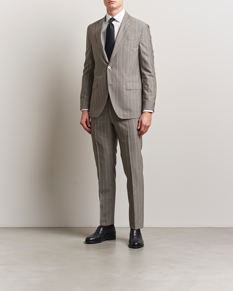 Mies | Pikkutakit | Oscar Jacobson | Faron Striped Super 130s Wool Blazer Beige