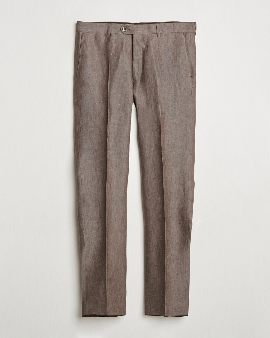 Mies | Housut | Oscar Jacobson | Denz Linen Trousers Brown