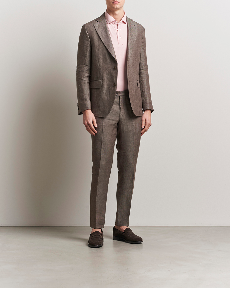 Mies | Housut | Oscar Jacobson | Denz Linen Trousers Brown
