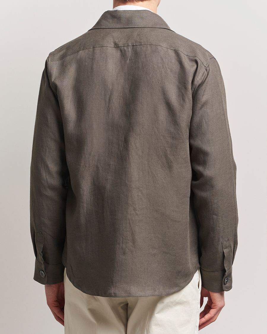 Mies | Kauluspaidat | Oscar Jacobson | Maverick Linen Shirt Jacket Olive