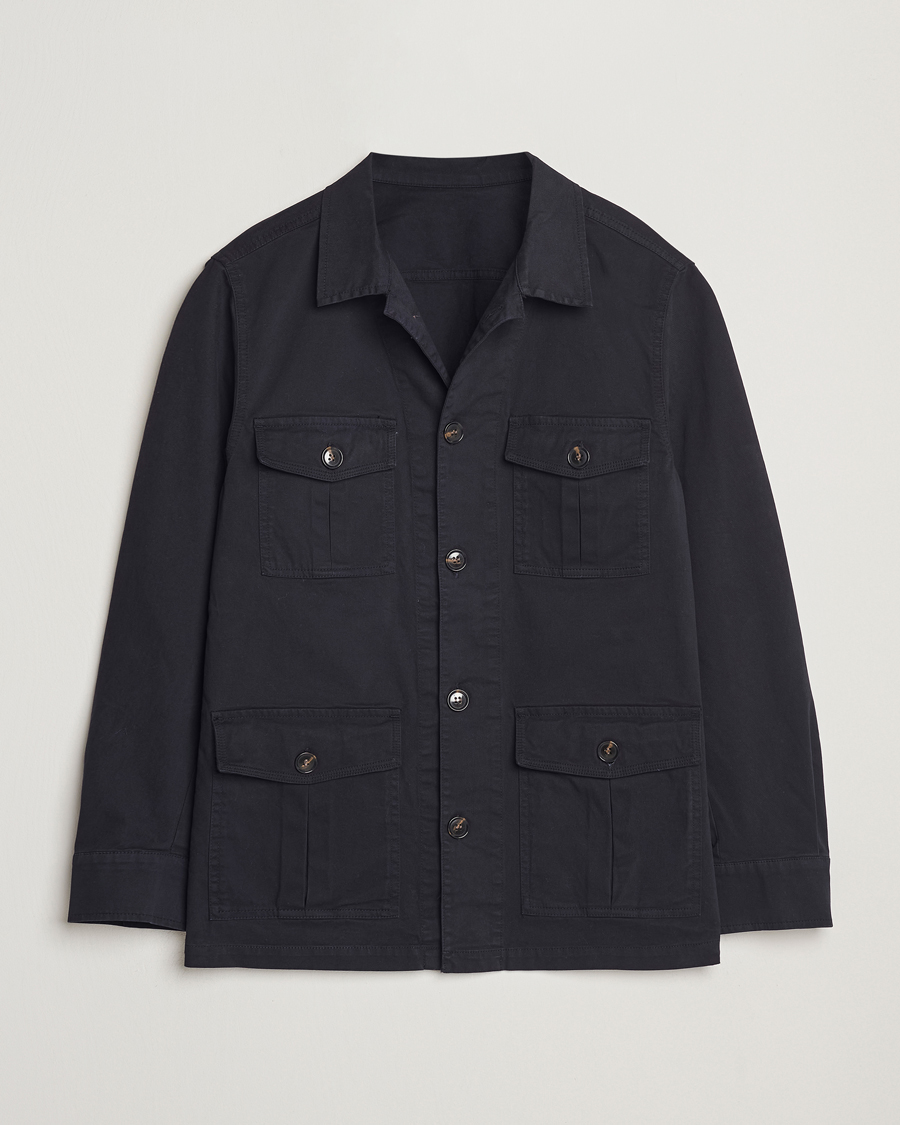 Mies | Kauluspaidat | Oscar Jacobson | Safari Shirt Jacket Navy