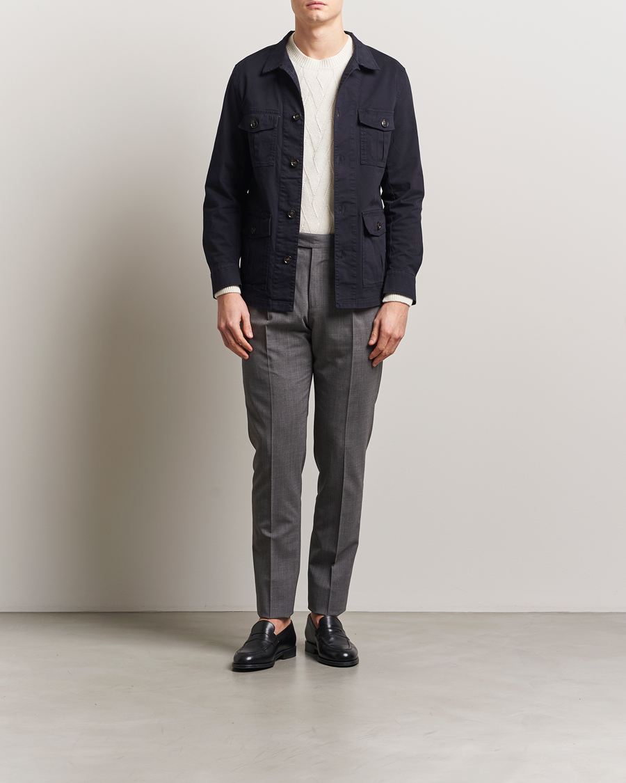 Mies | Kauluspaidat | Oscar Jacobson | Safari Shirt Jacket Navy