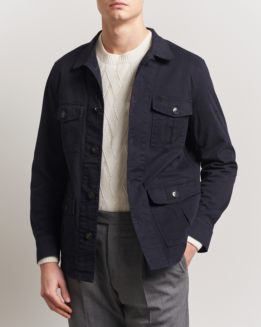 Mies | Kauluspaidat | Oscar Jacobson | Safari Shirt Jacket Navy