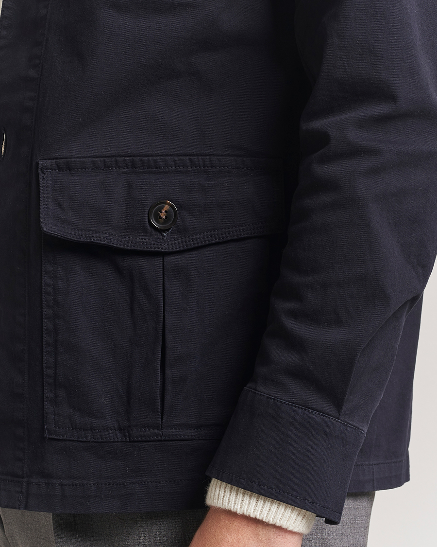 Mies | Kauluspaidat | Oscar Jacobson | Safari Shirt Jacket Navy
