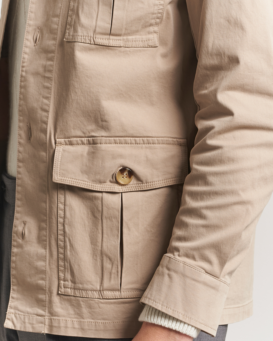 Mies | Kauluspaidat | Oscar Jacobson | Safari Cotton Shirt Jacket Beige