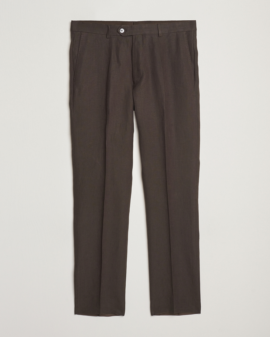 Mies | Housut | Oscar Jacobson | Dandy Linen Trousers Brown