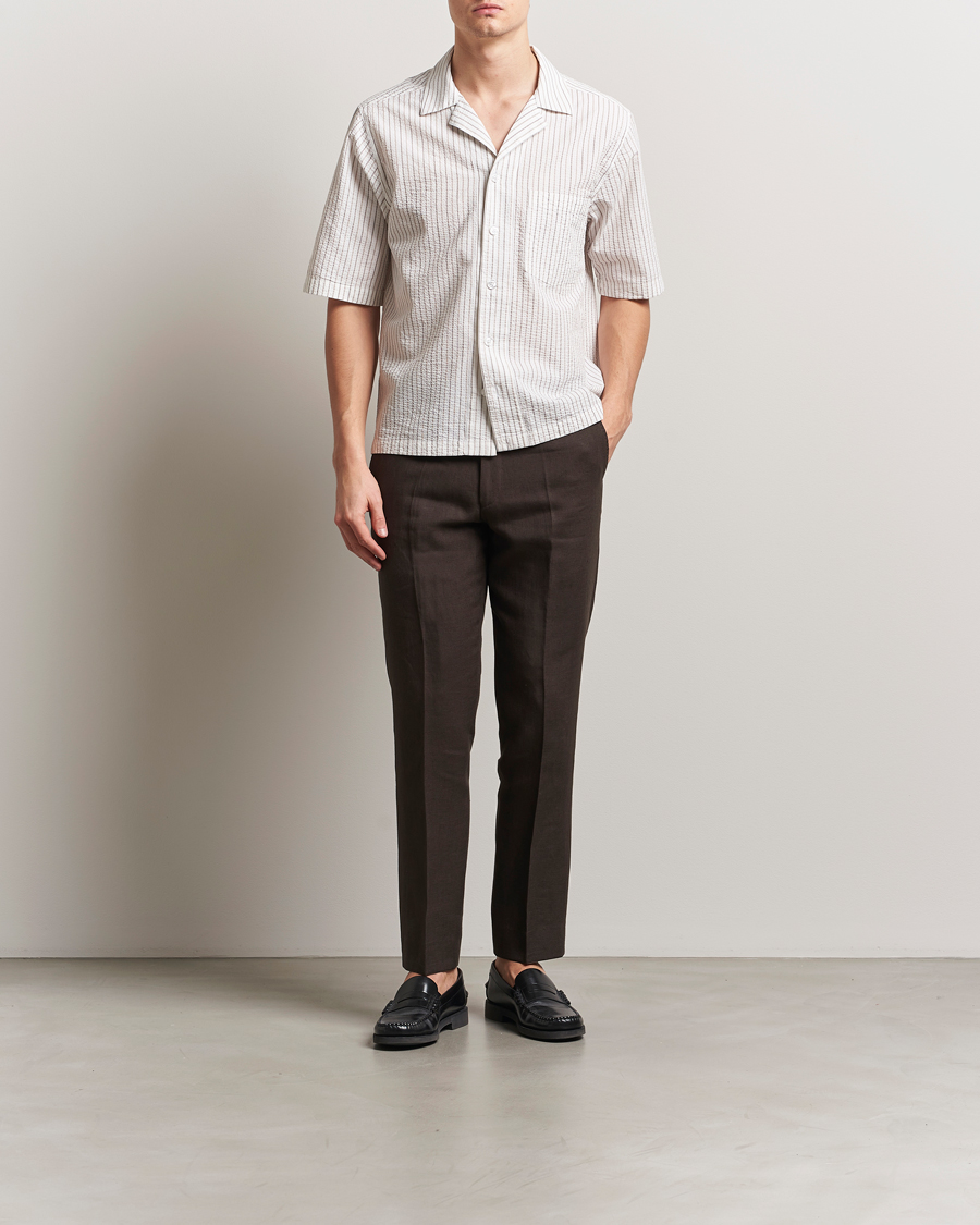 Mies | Housut | Oscar Jacobson | Dandy Linen Trousers Brown